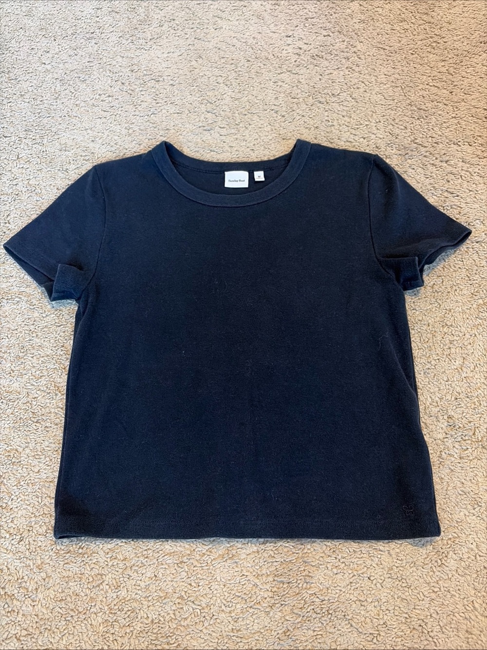 Aritzia Sunday Best Navy Blue Cropped T-shirt Top Size Medium